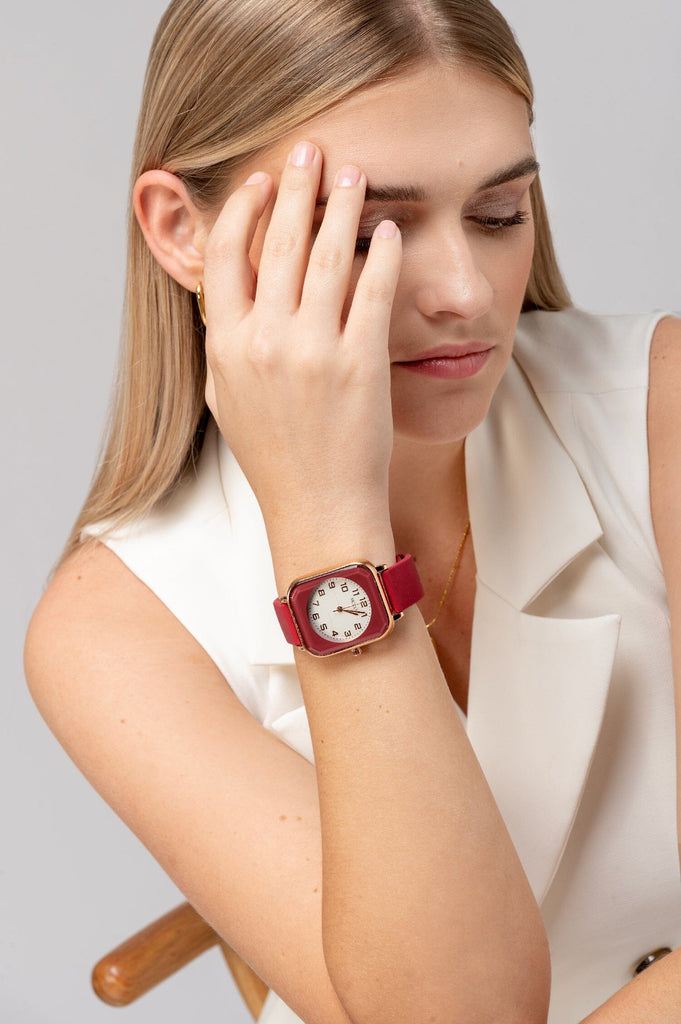 Reloj Sport Elegante Cuadrado RELOJES MOIXX Rojo oscuro 